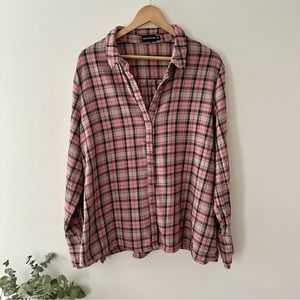 Pretty Little Thing Pink Button Up Flannel Shirt One Size